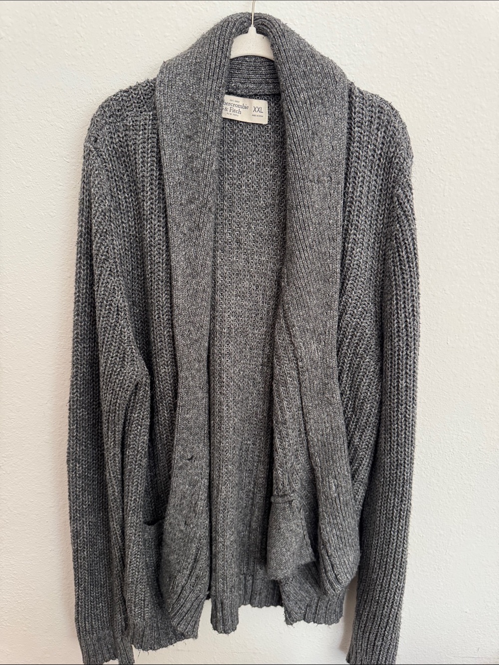 Abercrombie & Fitch Charcoal Shawl Collar Open Cardigan